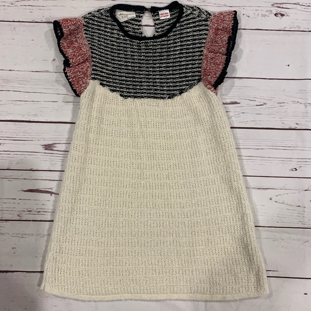 Zara Cream Knit Dress with Black and Pink Accents
